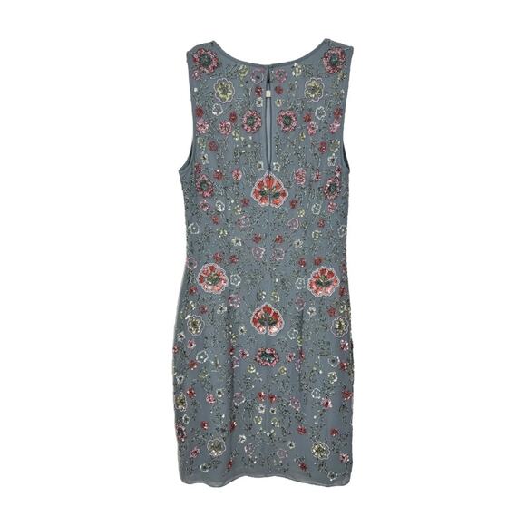 Anthropologie BHLDN Zelma Floral Beaded Embellished Dress 2 Blue Pink Short - Picture 4 of 9